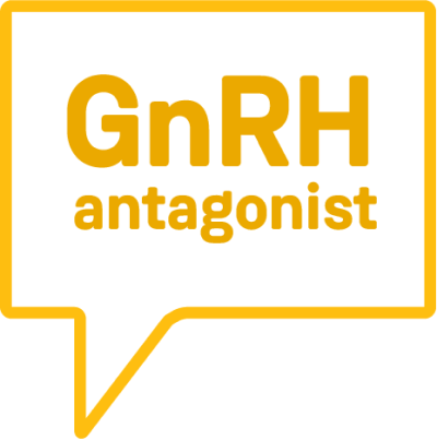 Speech bubble with the words "GnRH antagonist"